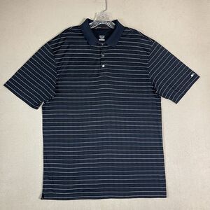 Nike Tiger Woods Polo Shirt Mens L Black Striped Dri-Fit Golf Regular‎ Fit